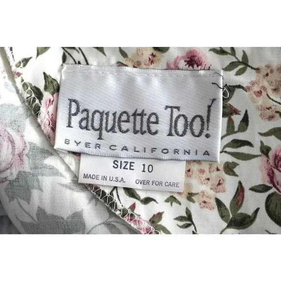 Vintage Paquette Too! Floral Dress with Rosette and Lace Collar Garden Cottage T - Picture 9 of 14